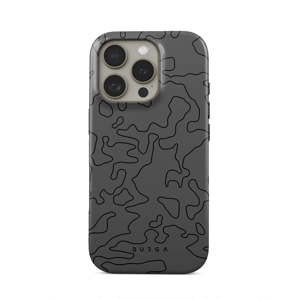 Gray iPhone Case with Raised Camera Protection and Abstract Design 16pro max
